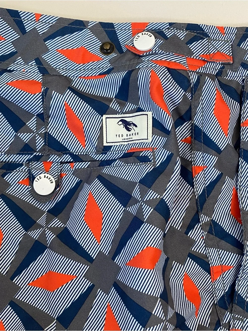 Ted Baker London Men’s Geometric Print Swim Shorts Multicolor UK Size 4 US Large